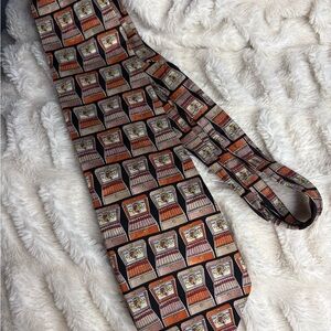 Orange and Brown Geometric Silk Tie